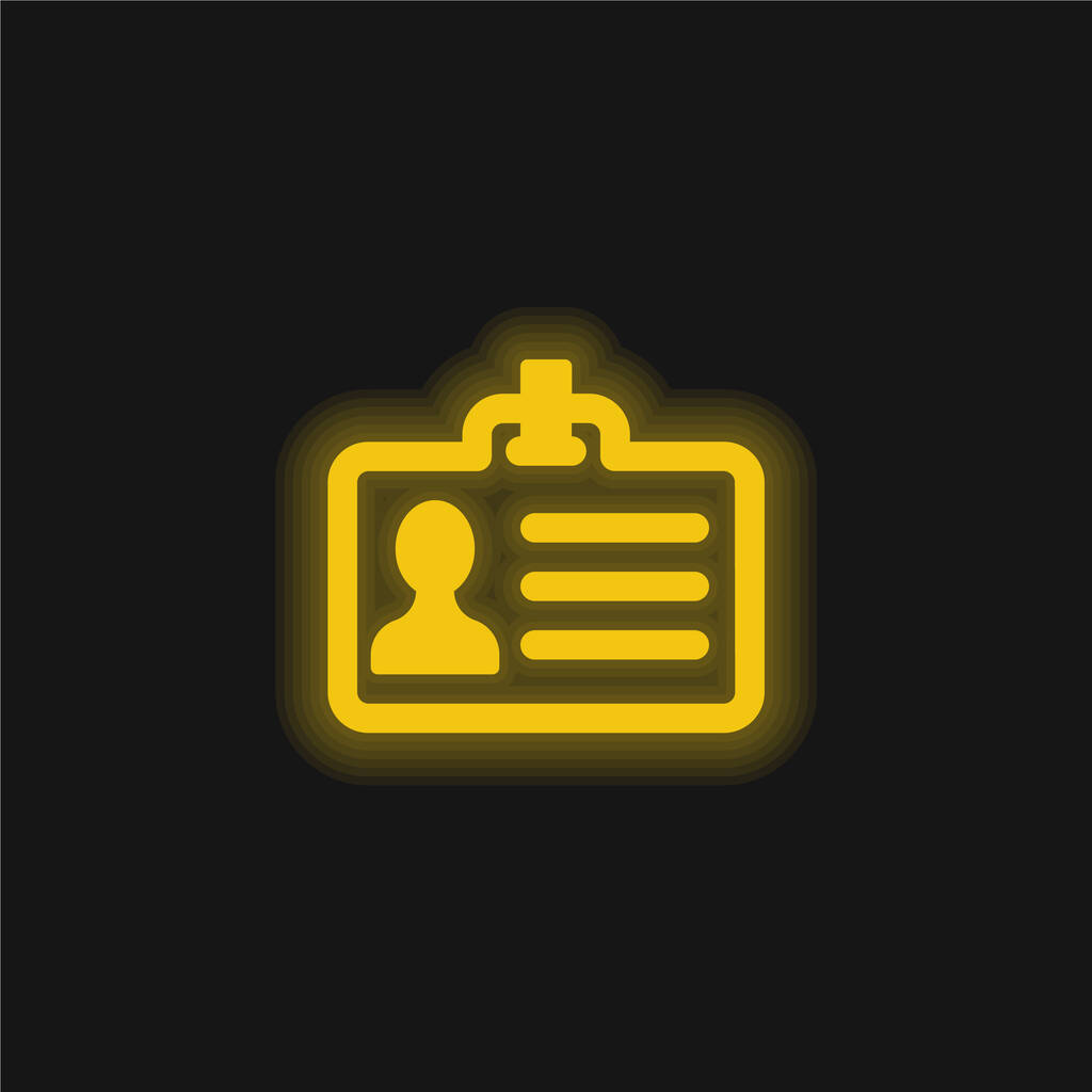 Velká ID karta žlutá zářící neonová ikona - Vektor, obrázek