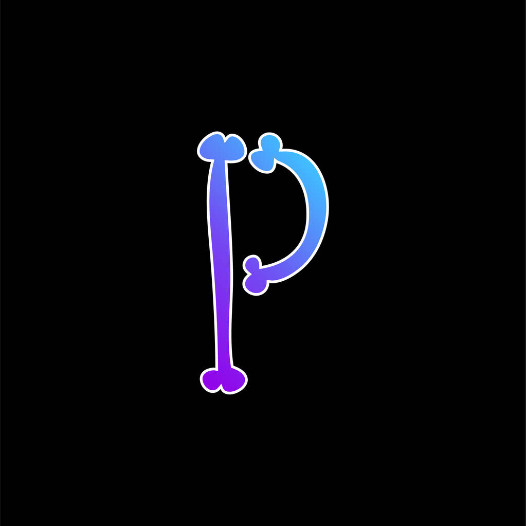 Luut Halloween Typografia Täytetty muoto Letter P sininen kaltevuus vektori kuvake - Vektori, kuva