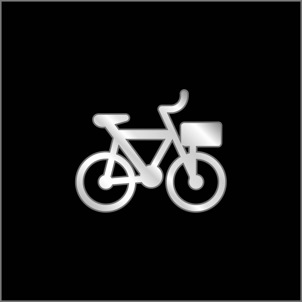 Ikona metalowa pokryta srebrem rowerowym - Wektor, obraz