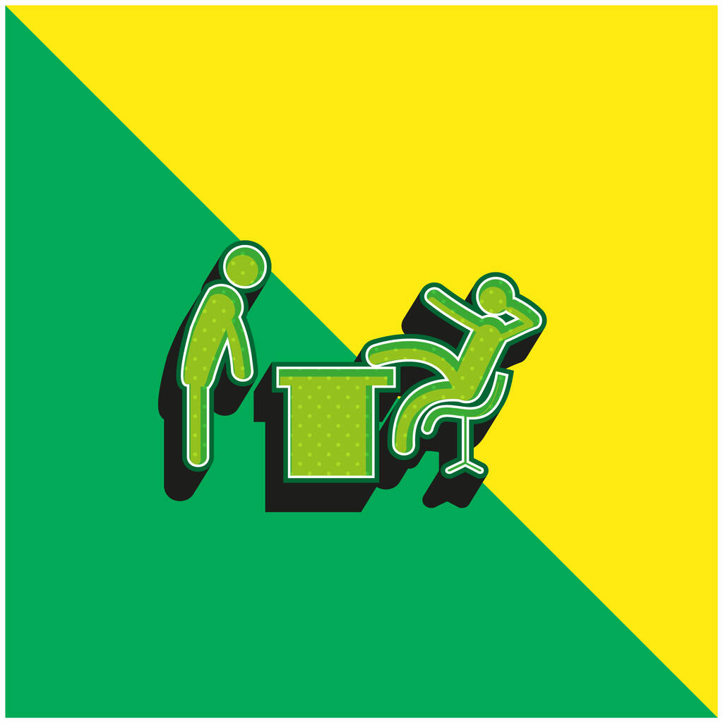 Boss Office Zielone i żółte nowoczesne logo wektora 3D - Wektor, obraz