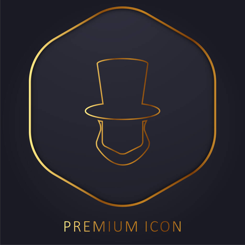 Abraham Lincoln sombrero y barba formas de oro línea premium logotipo o icono - Vector, Imagen