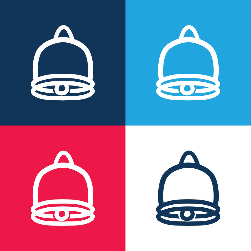 Bell mano disegnato Interfaccia Simbolo blu e rosso quattro colori set icona minima - Vettoriali, immagini