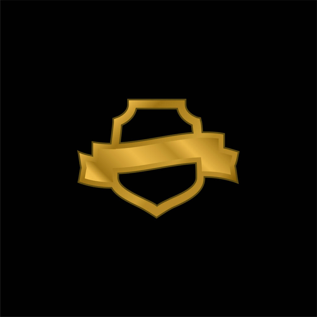 Premio Escudo simbólico con una bandera chapado en oro icono metálico o logo vector - Vector, imagen