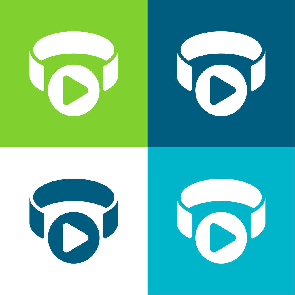3d visor plano de quatro cores conjunto de ícones mínimos - Vetor, Imagem