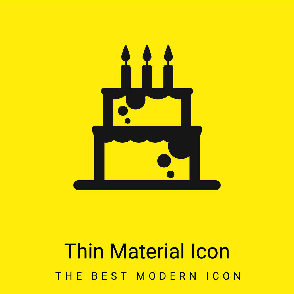 Verjaardagsschaal met kaarsen minimaal helder geel materiaal icoon - Vector, afbeelding