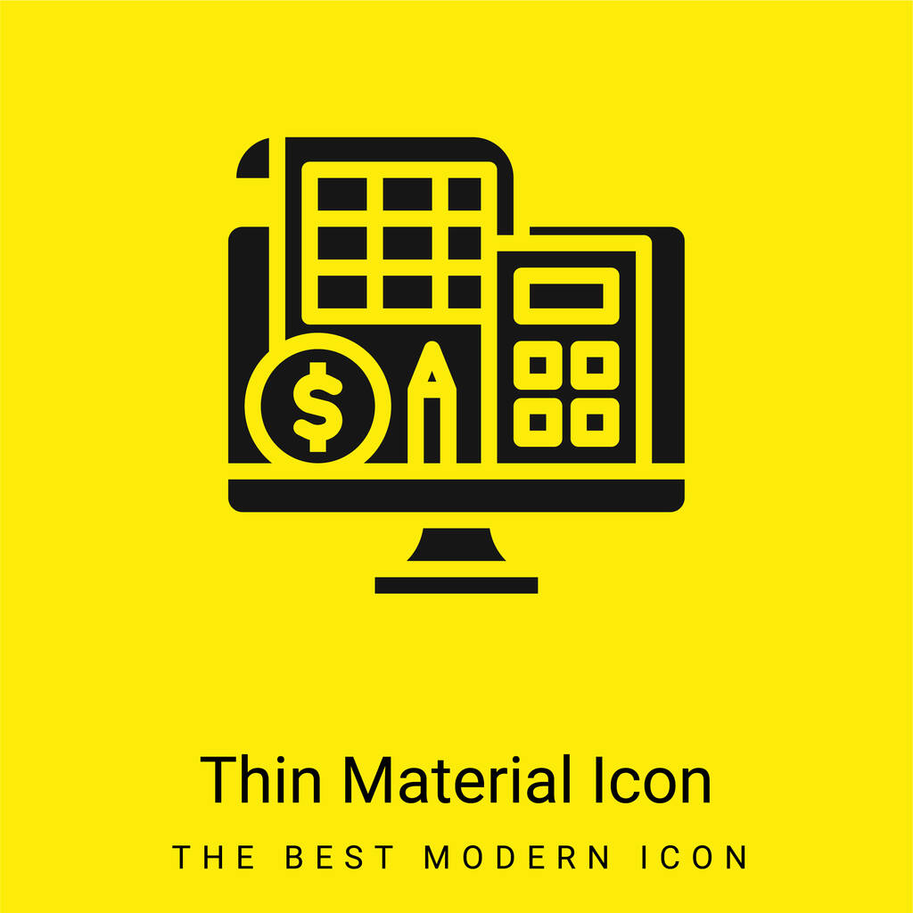 Boekhouding minimaal helder geel materiaal icoon - Vector, afbeelding