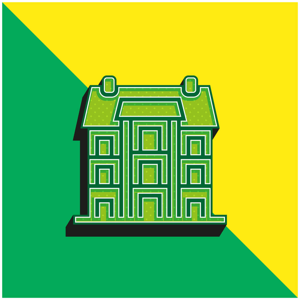 アパート緑と黄色のモダンな3Dベクトルアイコンのロゴ - ベクター画像