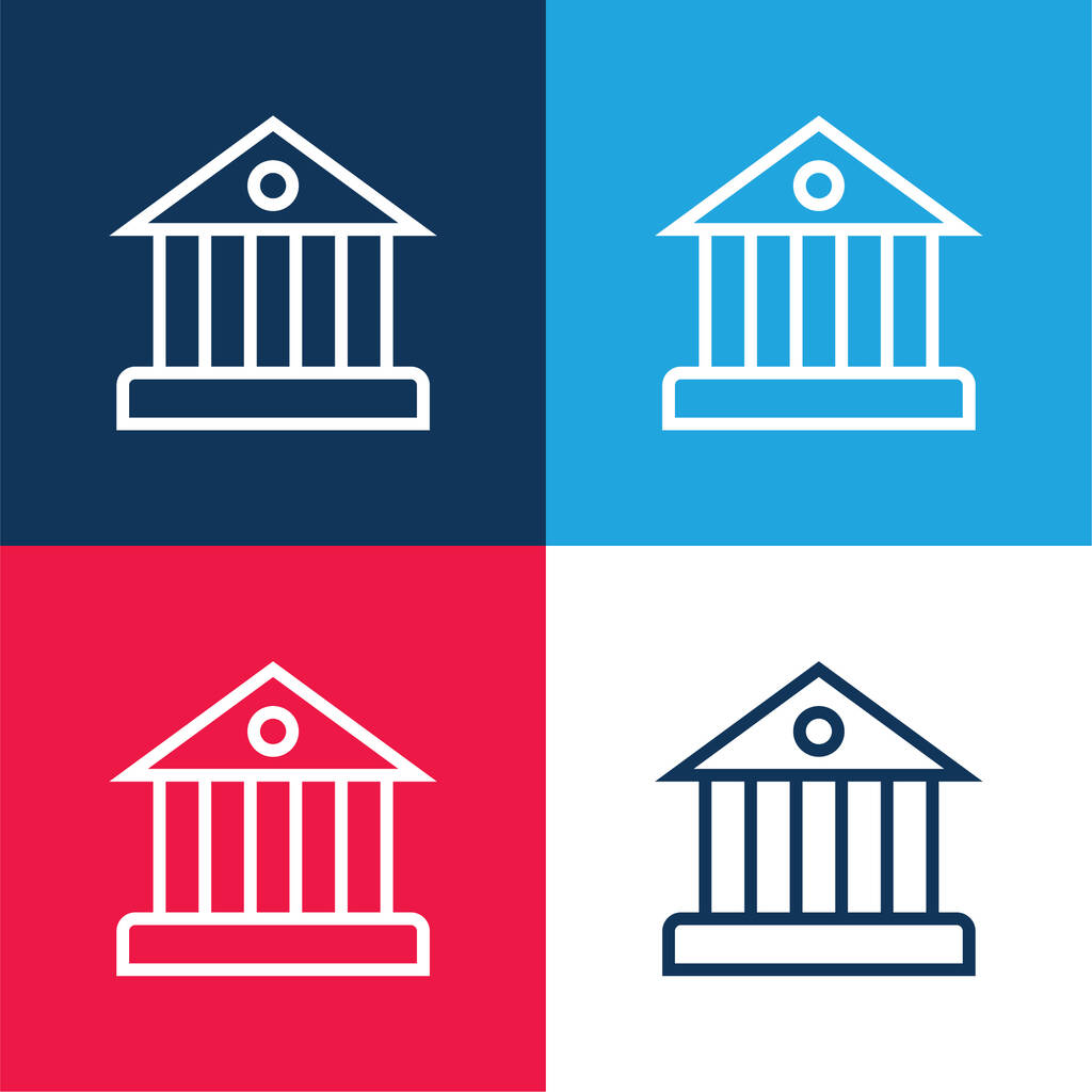 Ensemble d'icônes minimum quatre couleurs bleu et rouge Banque - Vecteur, image