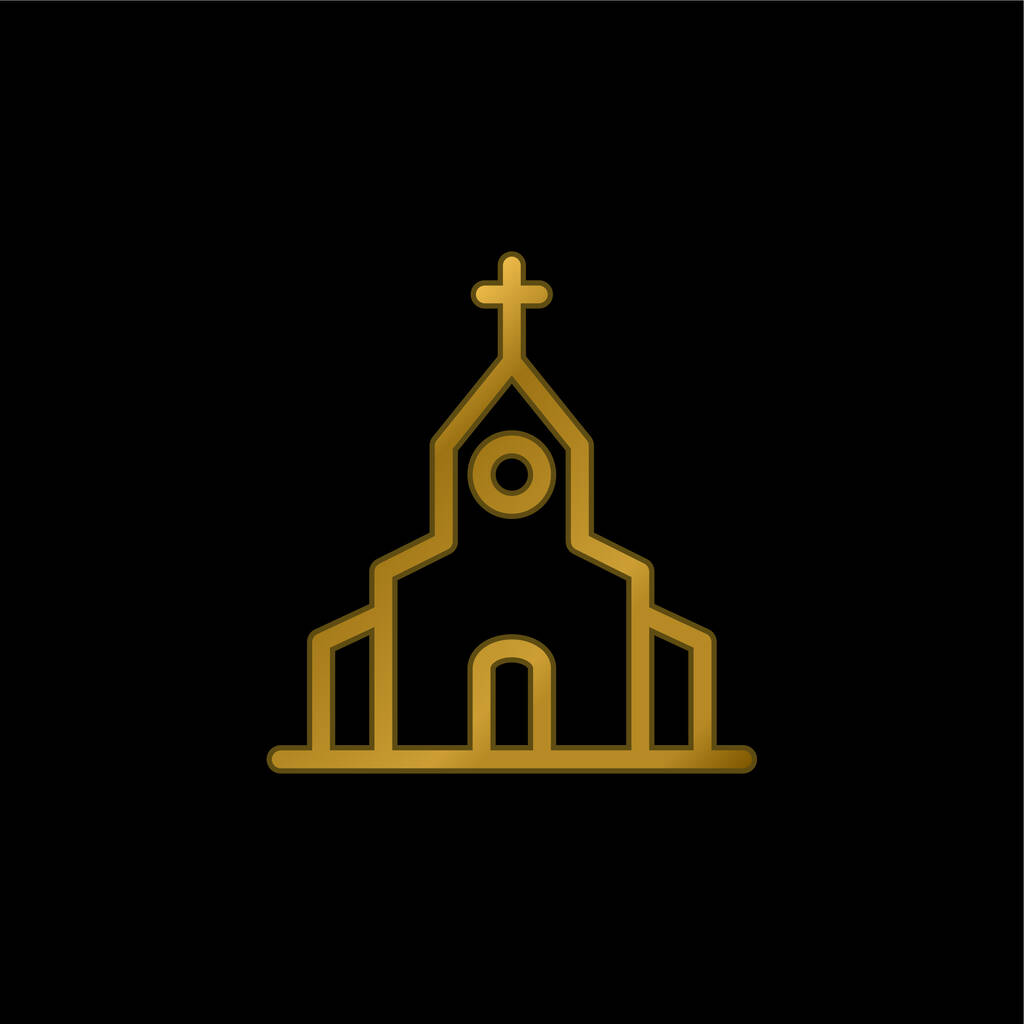 Imagen gráfica vectorial sin royalties de Iglesia Grande Chapado En Oro  Icono Metálico