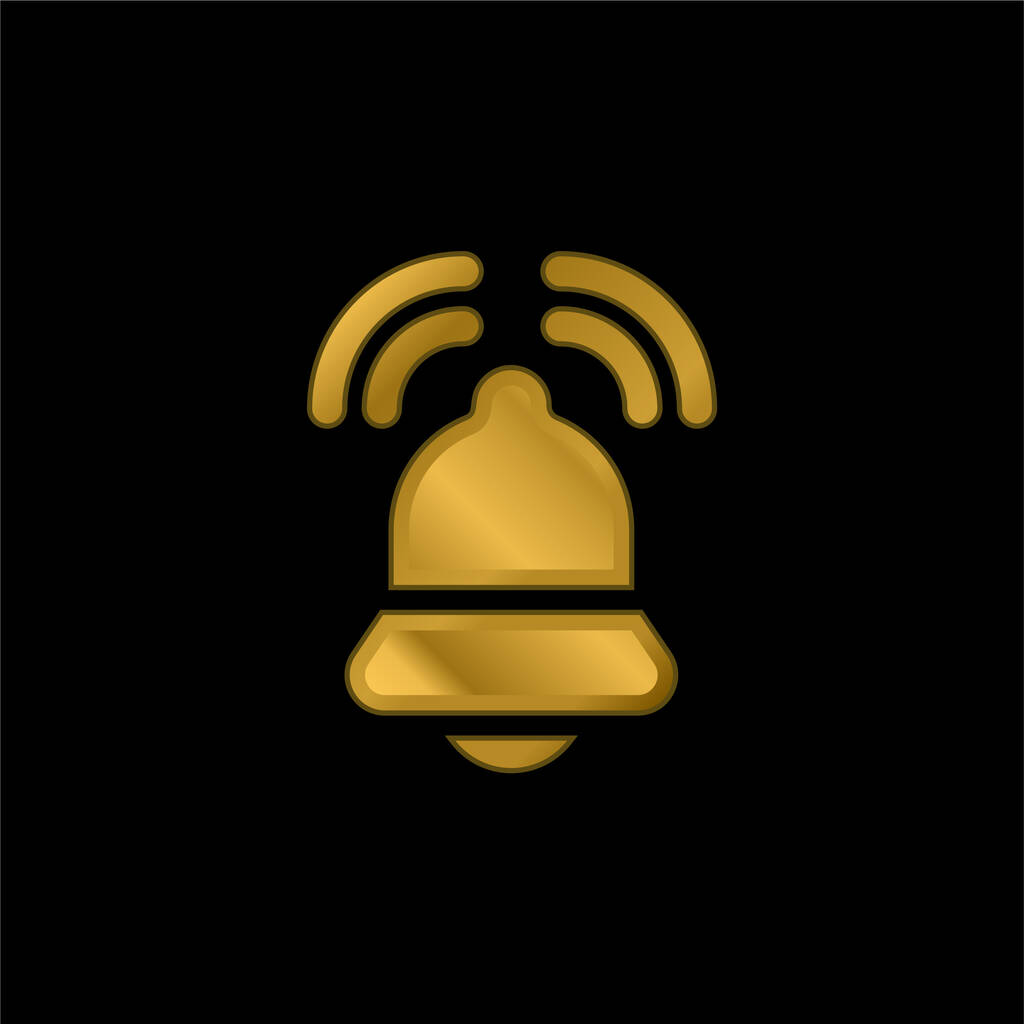 Campana chapado en oro icono metálico o logo vector - Vector, Imagen
