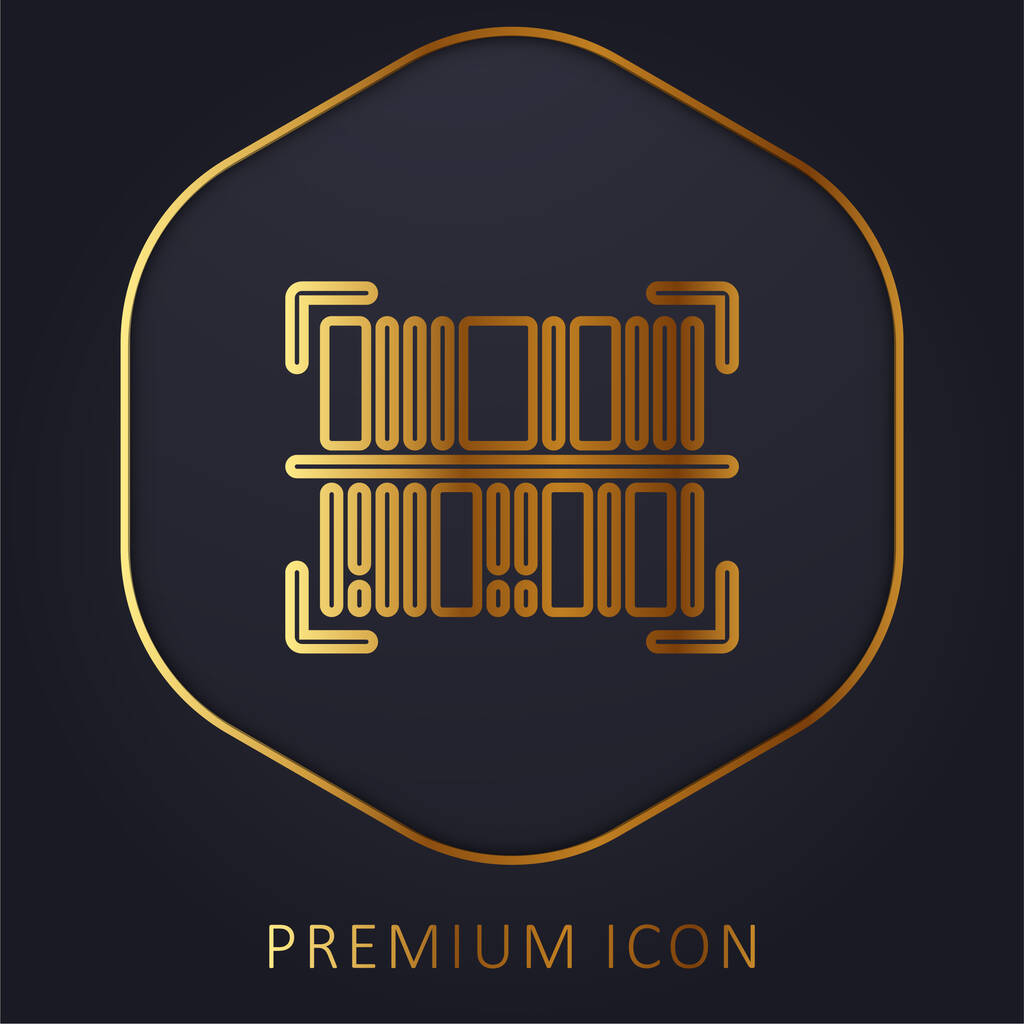 Logo premium de línea dorada de código de barras o icono - Vector, Imagen