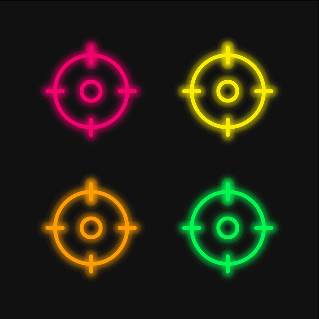 Zamířit čtyři barvy zářící neonový vektor ikona - Vektor, obrázek