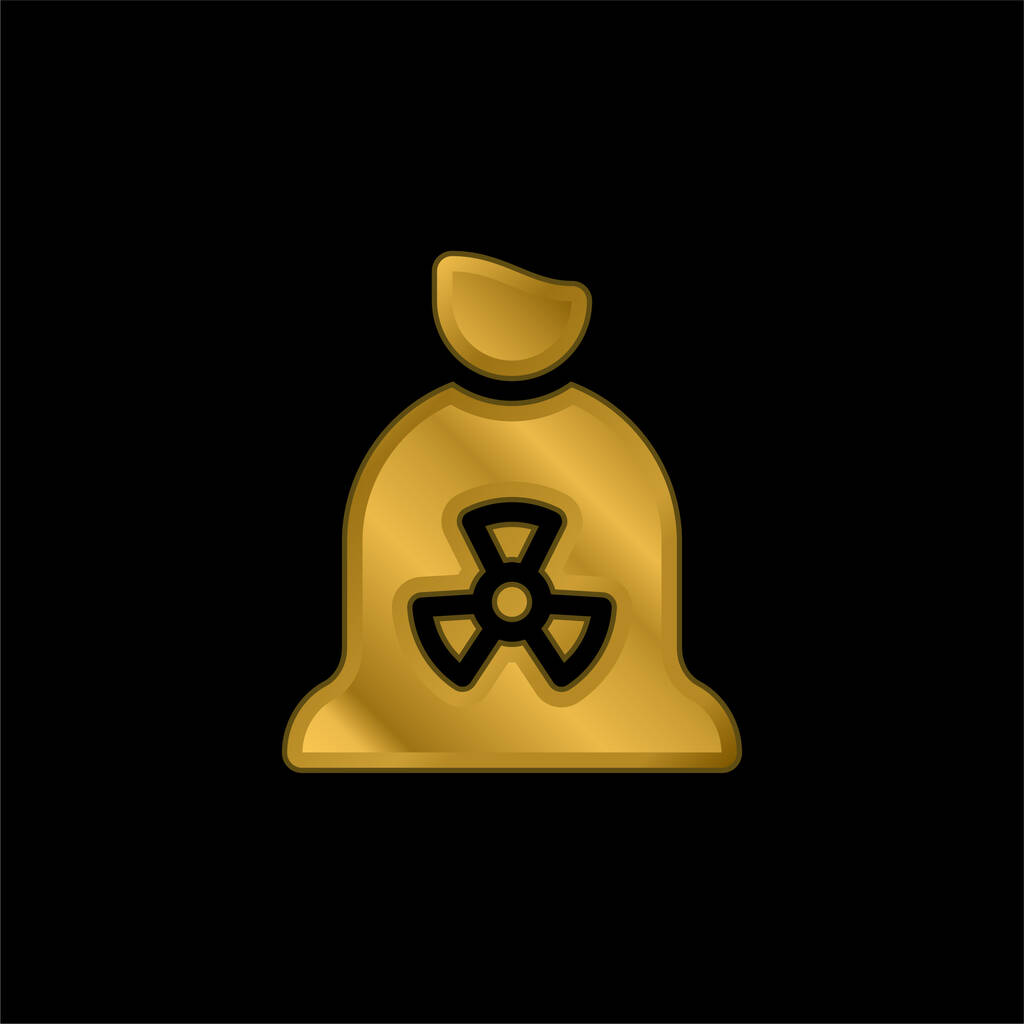 Εικονίδιο ή φορέας λογότυπου επιχρυσωμένου μετάλλου βιολογικού κινδύνου - Διάνυσμα, εικόνα