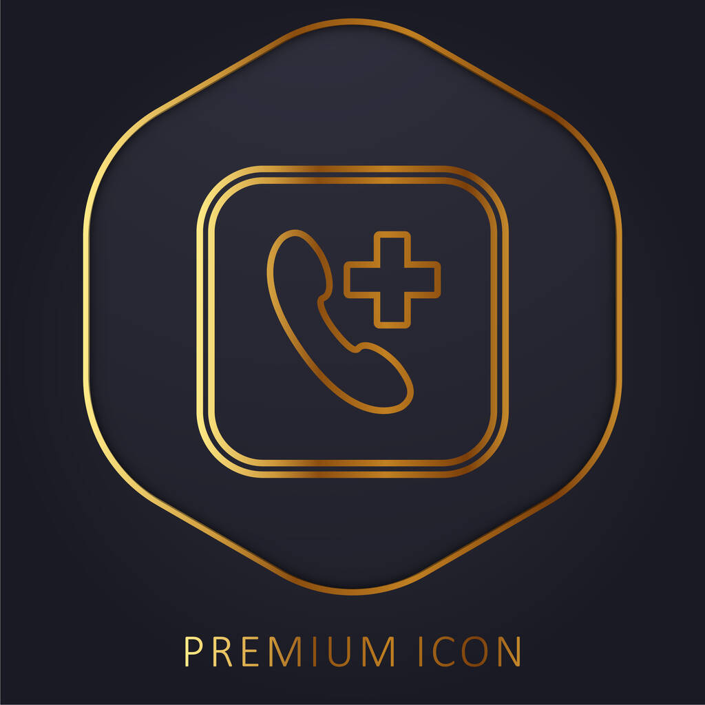 Añadir Call línea de oro logotipo premium o icono - Vector, Imagen