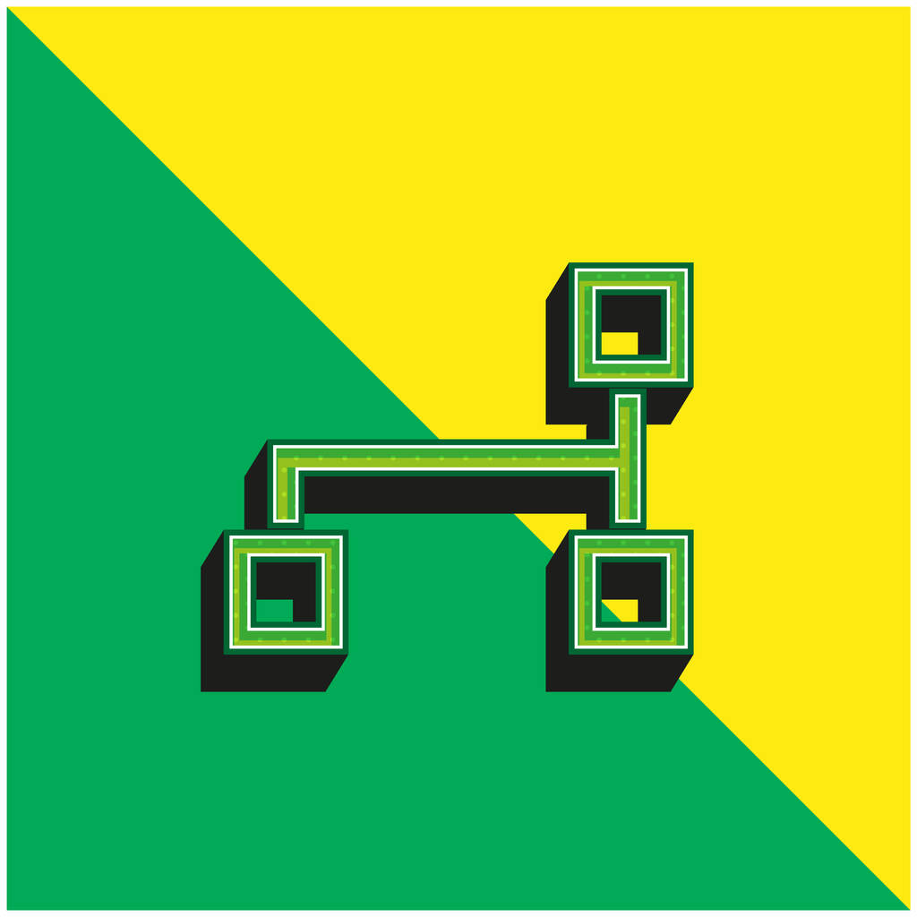 Esquemas de bloco verde e amarelo moderno logotipo do ícone do vetor 3d - Vetor, Imagem