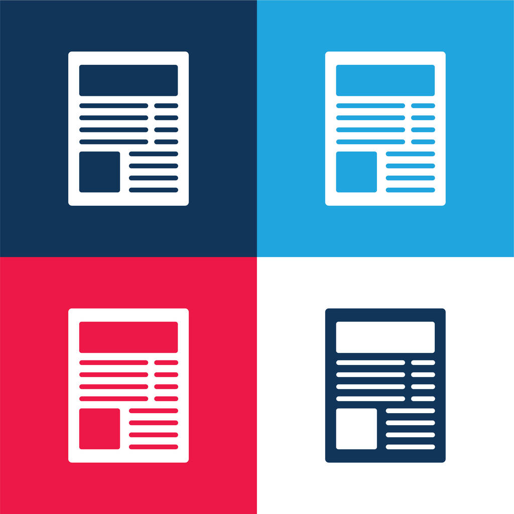 Artículo azul y rojo conjunto de iconos mínimo de cuatro colores - Vector, Imagen