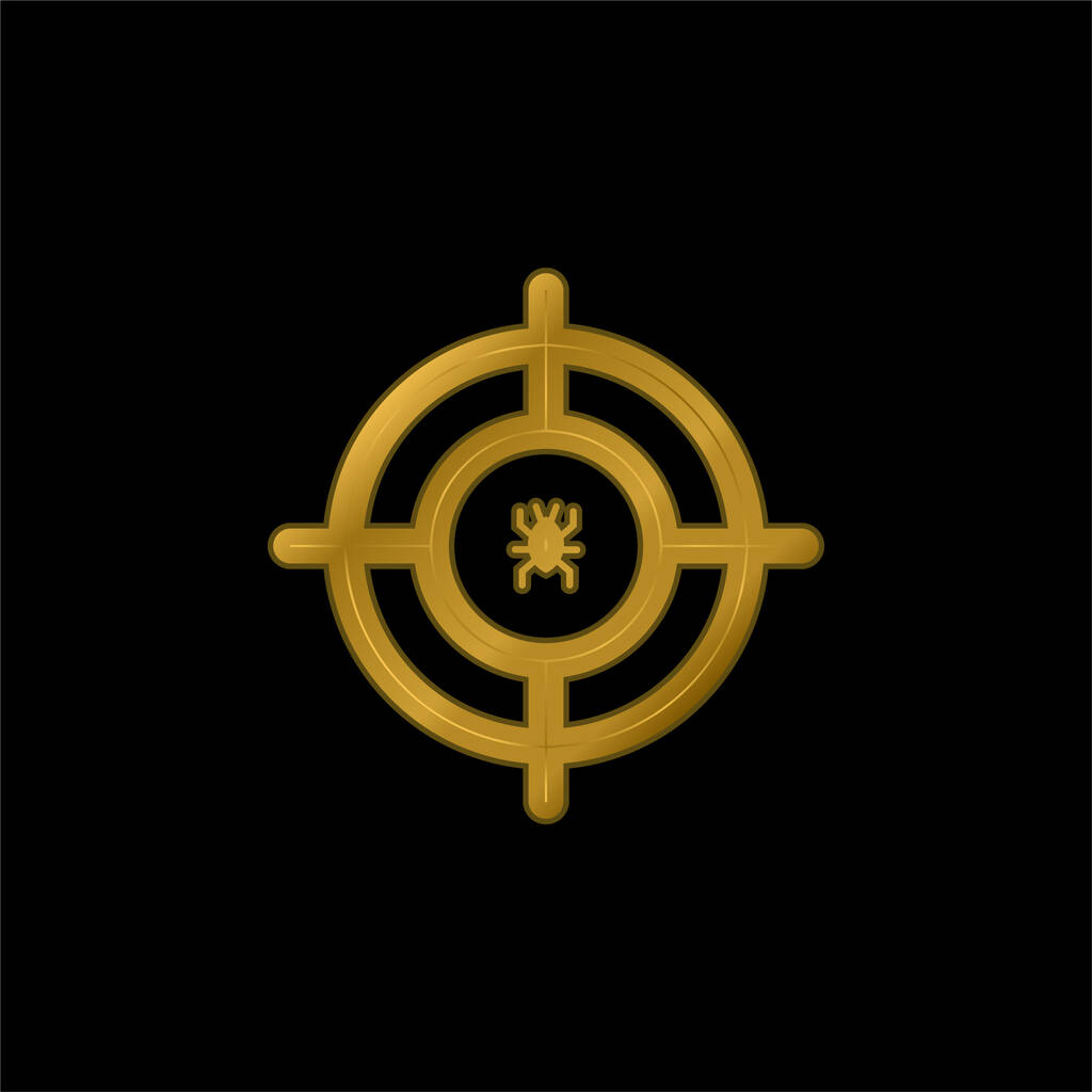 Antivirus chapado en oro icono metálico o logo vector - Vector, Imagen