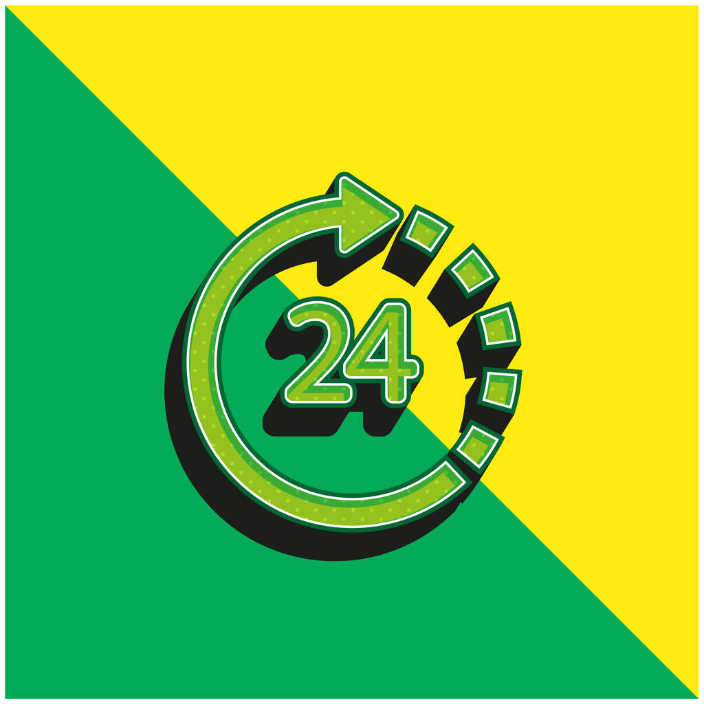 24時間サポート緑と黄色の近代的な3Dベクトルアイコンのロゴ - ベクター画像