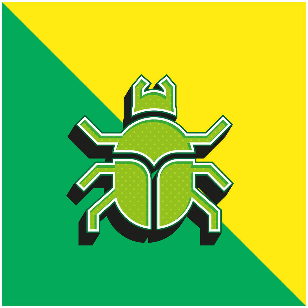 Escarabajo verde y amarillo moderno vector 3d icono del logotipo - Vector, imagen
