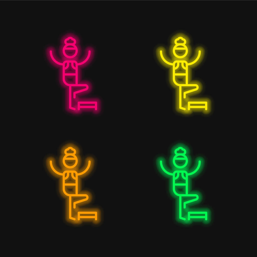 Аэробный четырехцветный светящийся неоновый вектор - Вектор,изображение