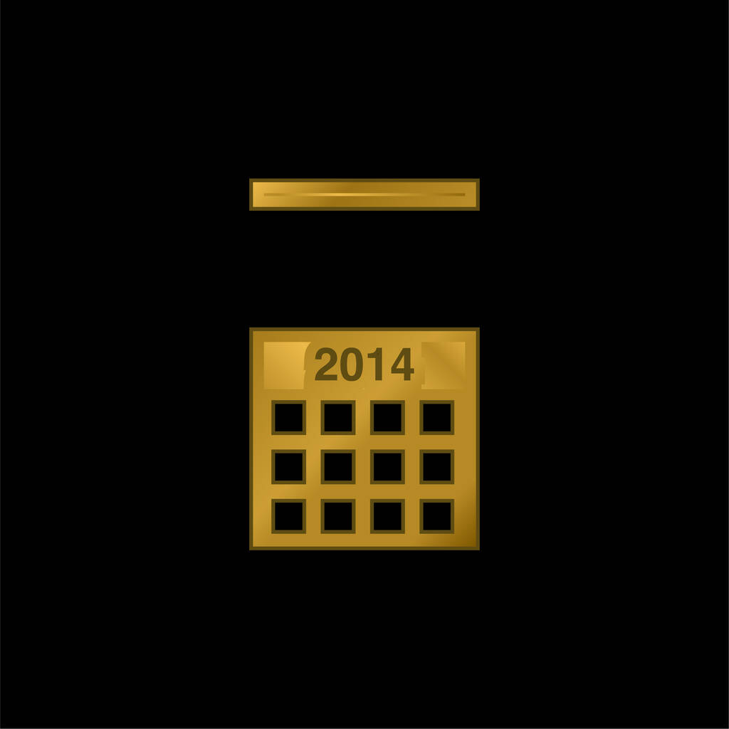 2014 Calendario de pared chapado en oro icono metálico o vector de logotipo - Vector, imagen