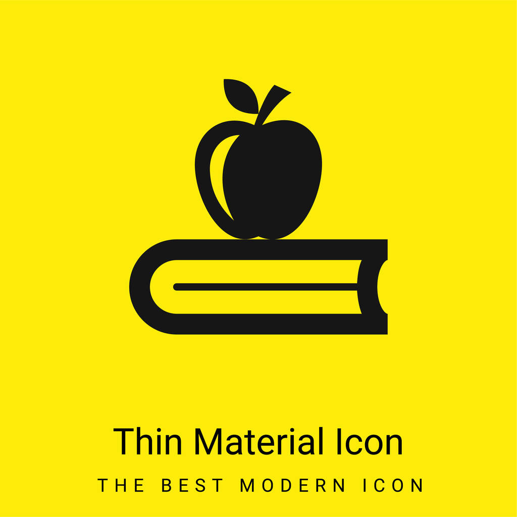 Boek Met Apple minimale helder geel materiaal icoon - Vector, afbeelding