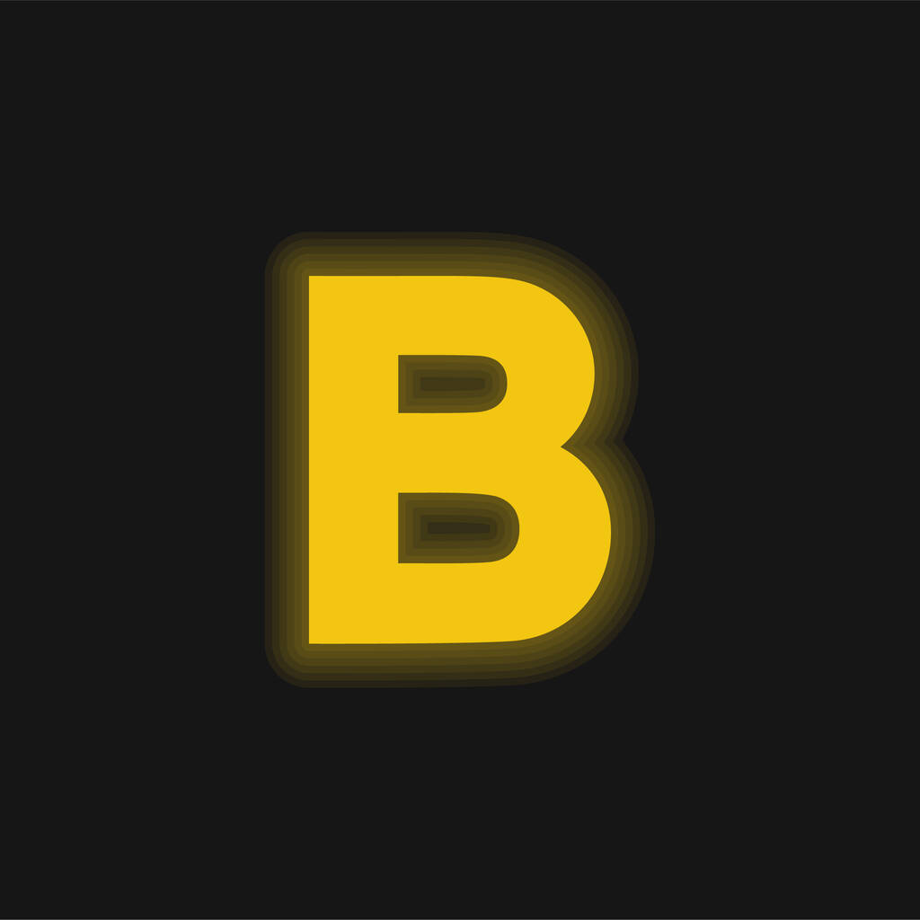 B geel gloeiend neon icoon - Vector, afbeelding