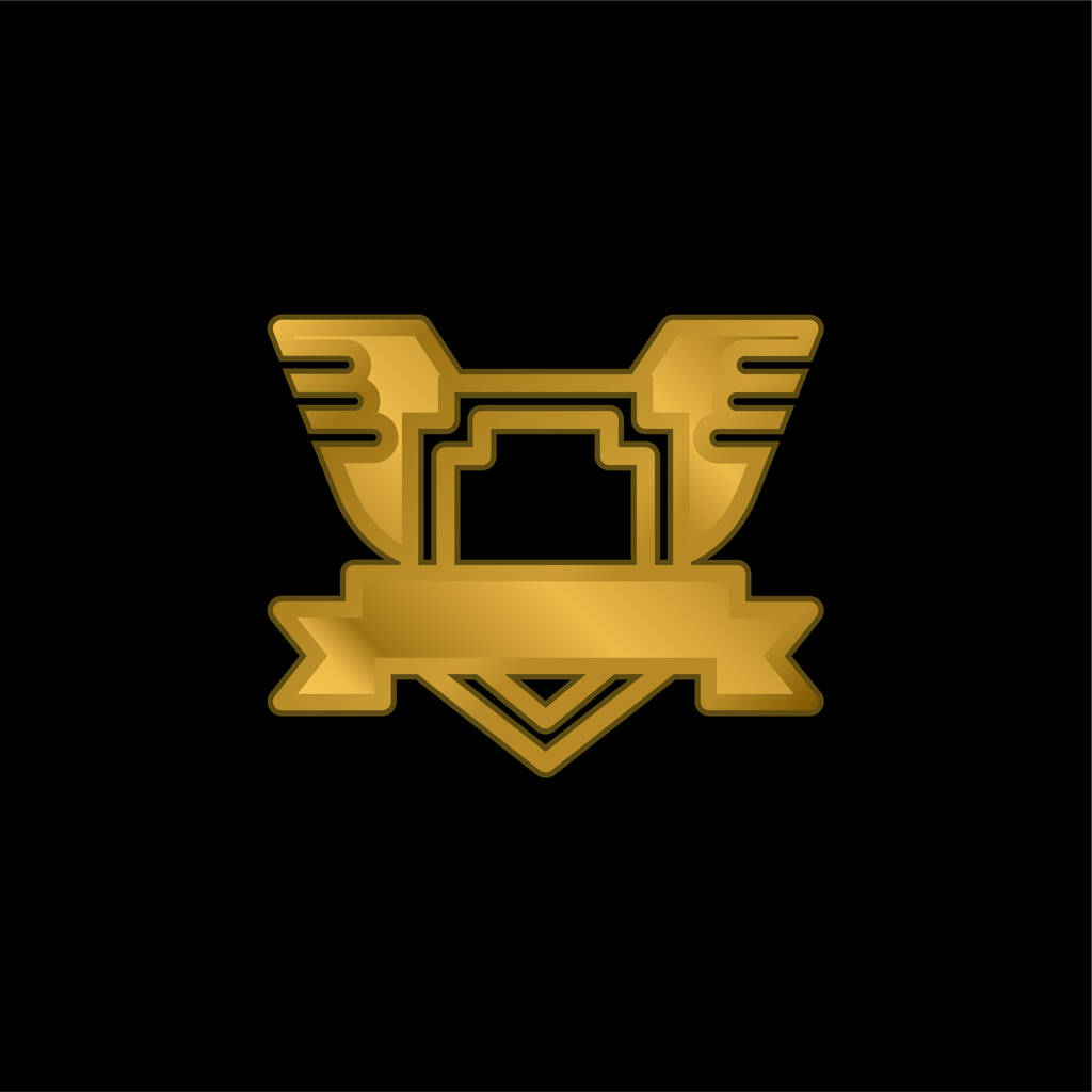 Insignia chapado en oro icono metálico o logotipo vector - Vector, imagen