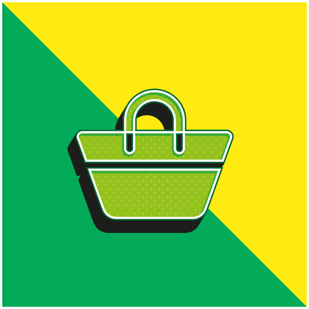 Bolso de playa verde y amarillo moderno vector 3d icono logotipo - Vector, imagen