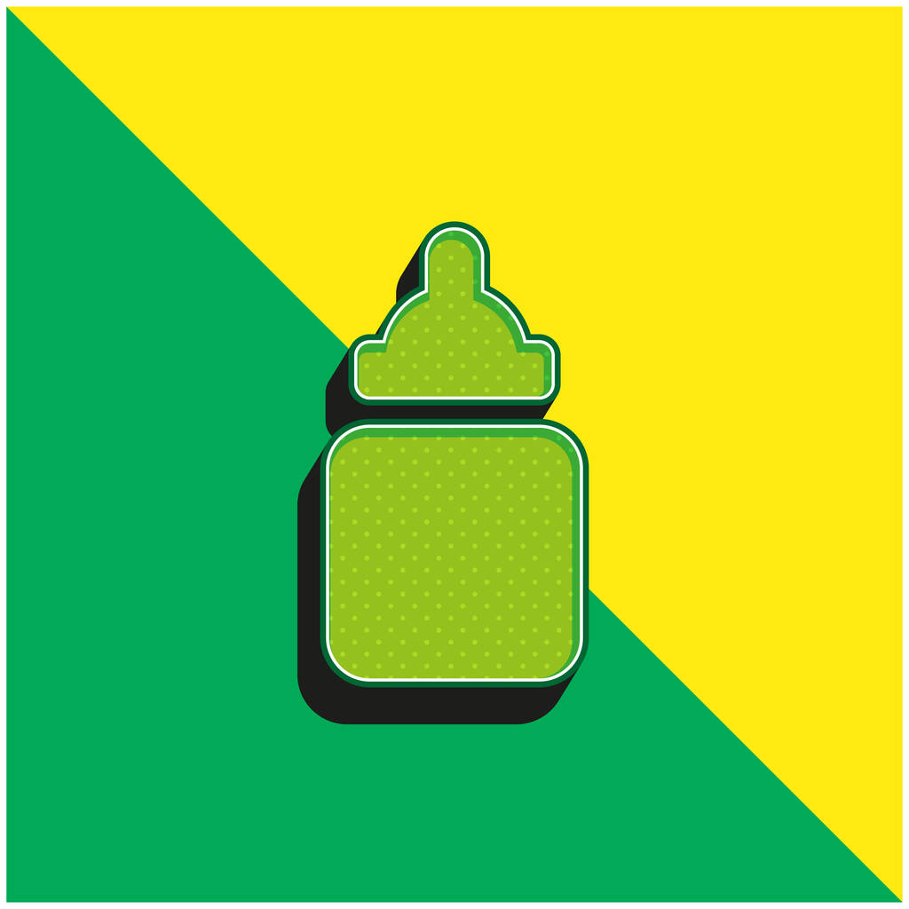 Bebé botella verde y amarillo moderno vector 3d icono logotipo - Vector, Imagen