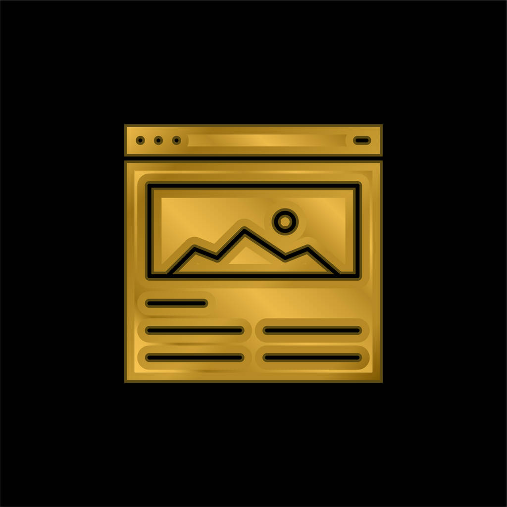 Blog altın kaplamalı metalik simge veya logo vektörü - Vektör, Görsel