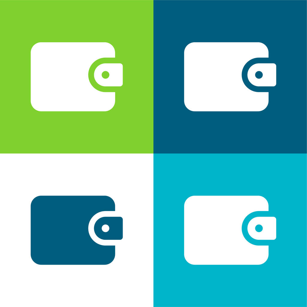 Billfold Conjunto de ícones mínimos de quatro cores plano - Vetor, Imagem