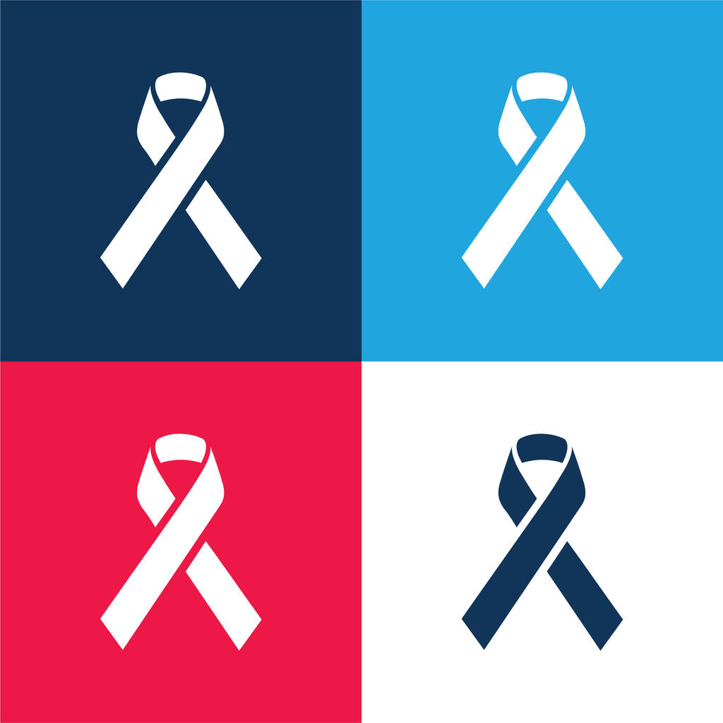Consapevolezza Nastro blu e rosso quattro colori set icona minima - Vettoriali, immagini