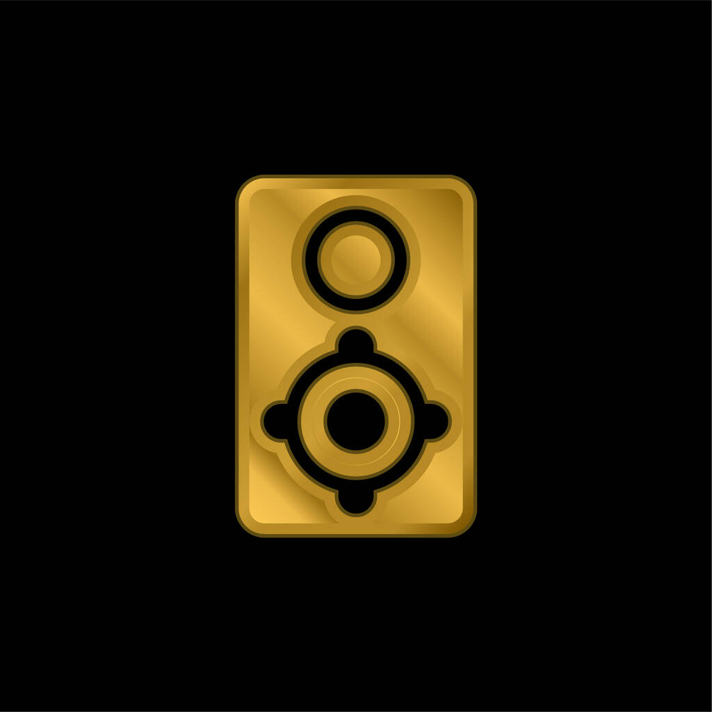 Altavoz grande chapado en oro icono metálico o vector de logotipo - Vector, imagen