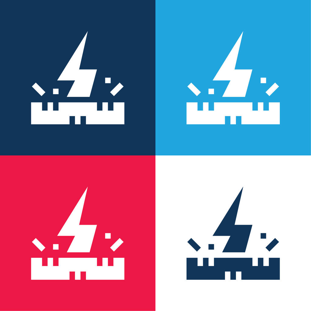 Antistatic Fabric blue and red four color minimal icon set - Vector, Image