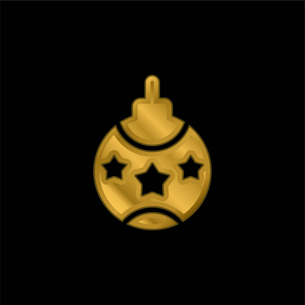 Bauble banhado a ouro ícone metálico ou vetor logotipo - Vetor, Imagem