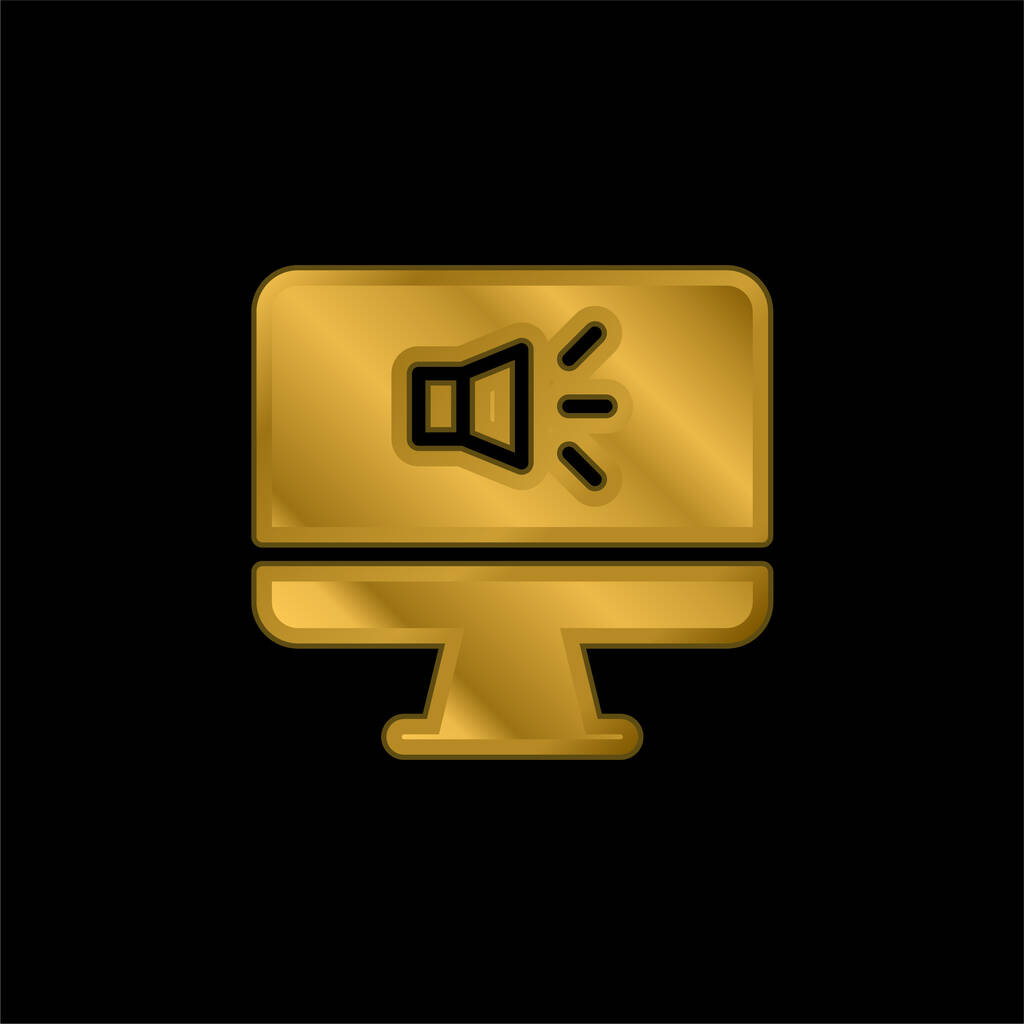 Аудио-позолоченный металлический значок или вектор логотипа - Вектор,изображение