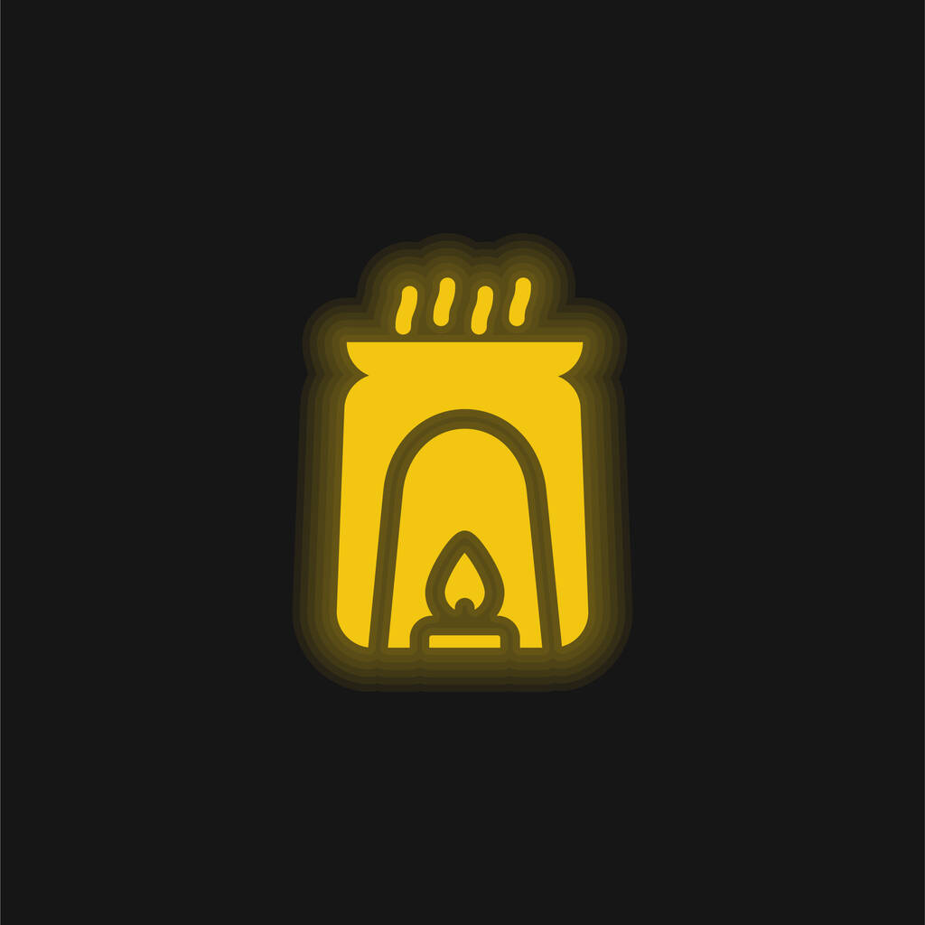 Aromatherapy yellow glowing neon icon - Vector, Image