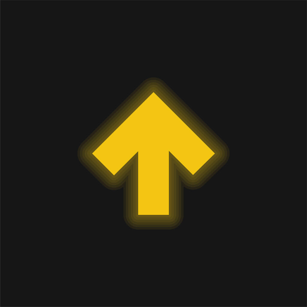 Arrow Pointing To Up yellow glowing neon icon - Vector, Image