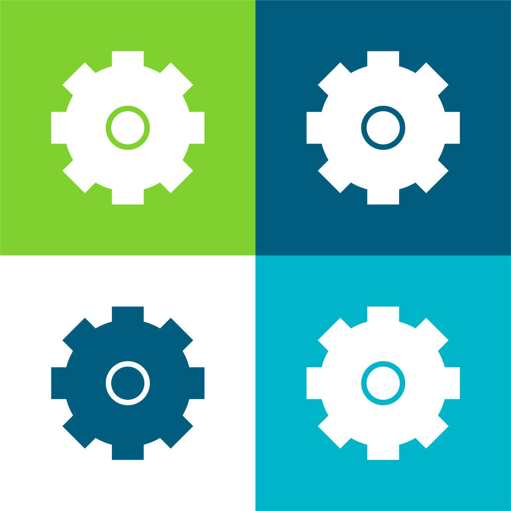 Big Cogwheel Set icona minimale piatto a quattro colori - Vettoriali, immagini