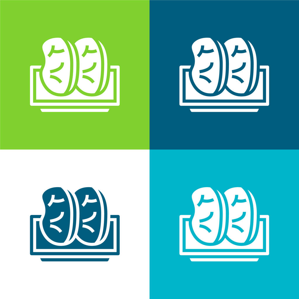 Szalonna Lapos négy szín minimális ikon készlet - Vektor, kép