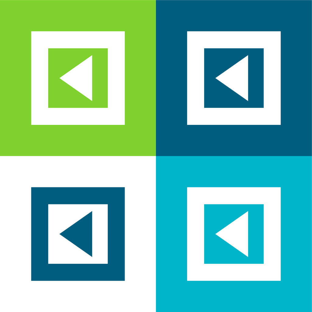 Τρίγωνο πίσω βέλος στο ακαθάριστο τετράγωνο κουμπί Επίπεδη τέσσερις χρώμα ελάχιστο σύνολο εικονιδίων - Διάνυσμα, εικόνα