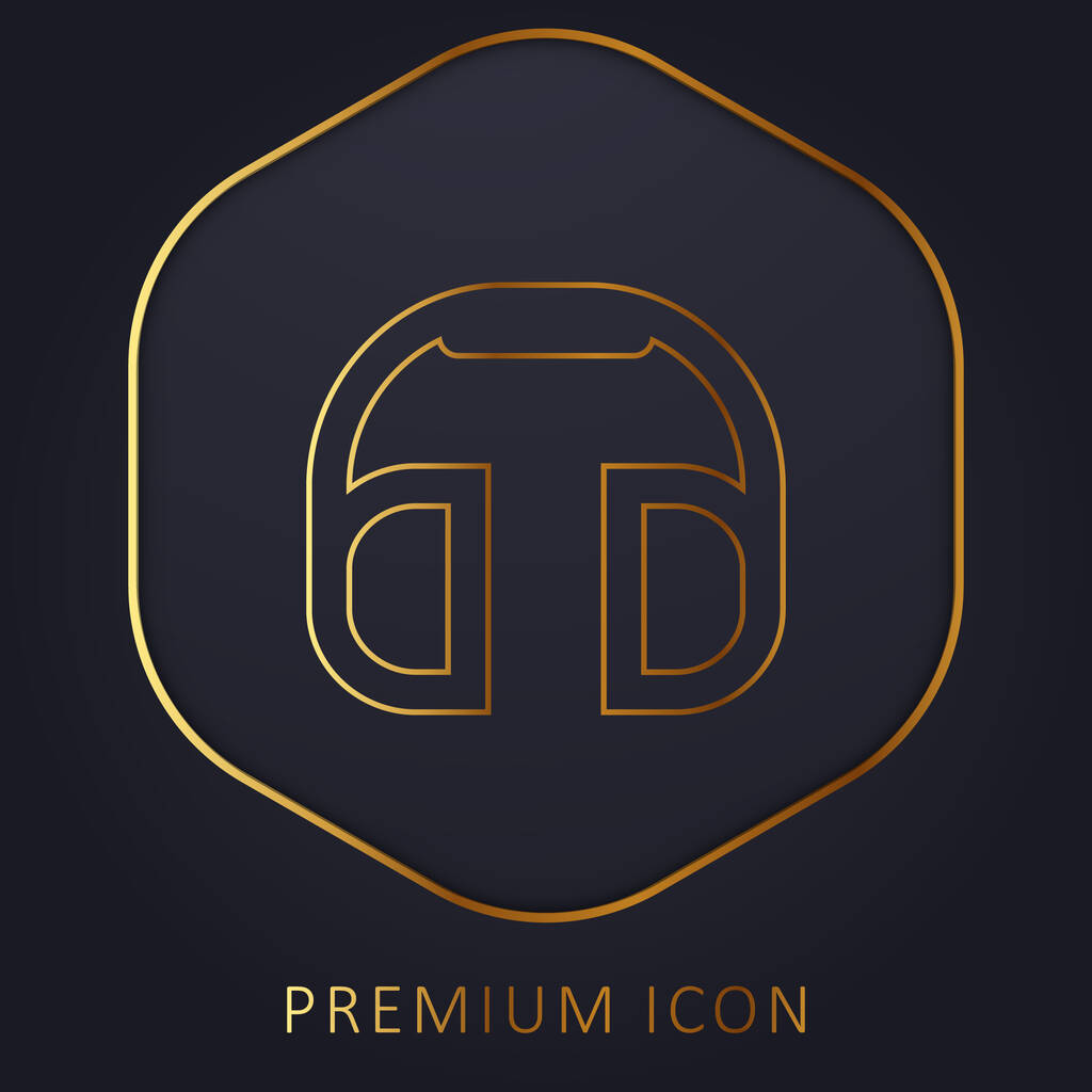 Auricular de gran tamaño de línea dorada logotipo premium o icono - Vector, Imagen