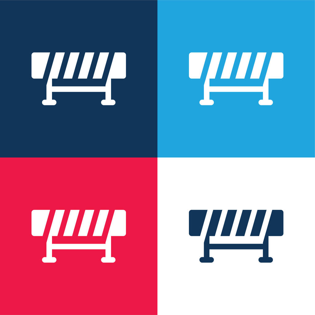 Bariéra modrá a červená čtyři barvy minimální ikona nastavena - Vektor, obrázek