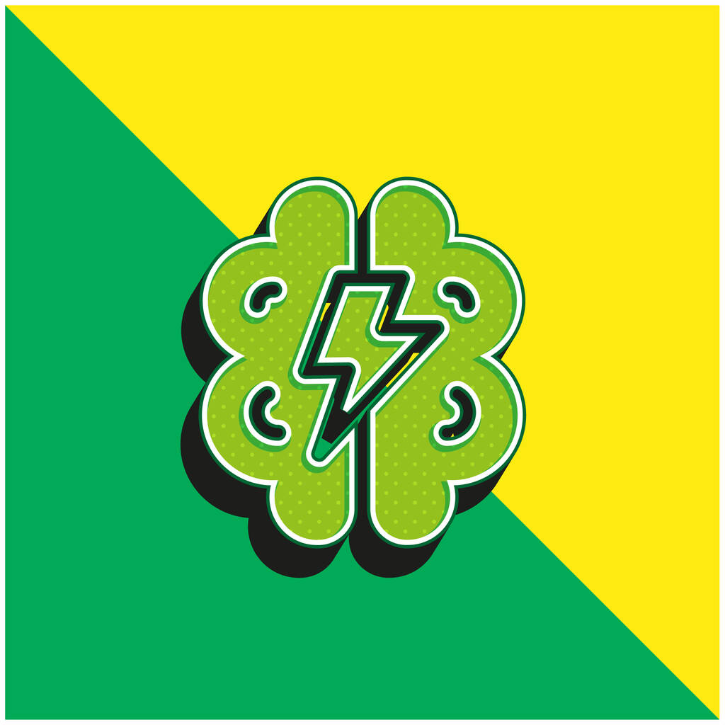 Burza mózgów Zielone i żółte nowoczesne logo wektora 3D - Wektor, obraz