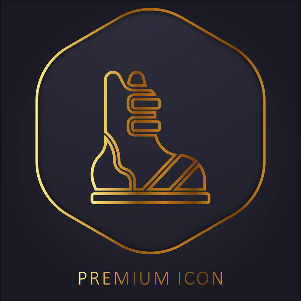 Botas de línea dorada logotipo premium o icono - Vector, imagen