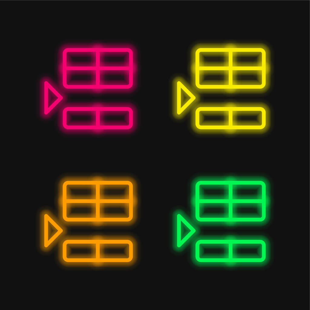 Sotto quattro colori incandescente icona vettoriale al neon - Vettoriali, immagini
