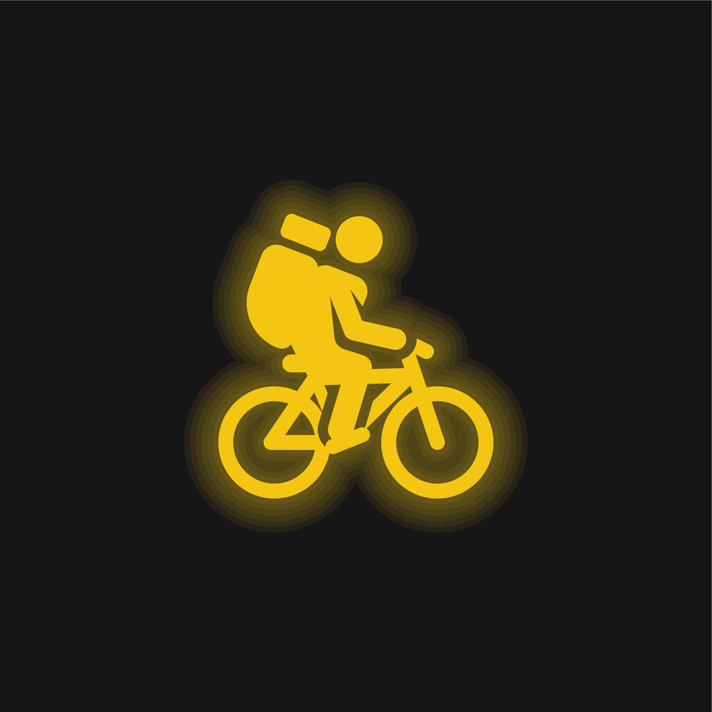 Ποδήλατο κίτρινο λαμπερό νέον εικονίδιο - Διάνυσμα, εικόνα