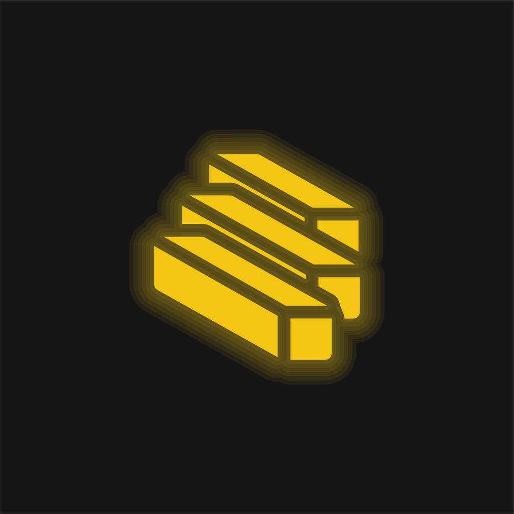 Straal geel gloeiende neon pictogram - Vector, afbeelding