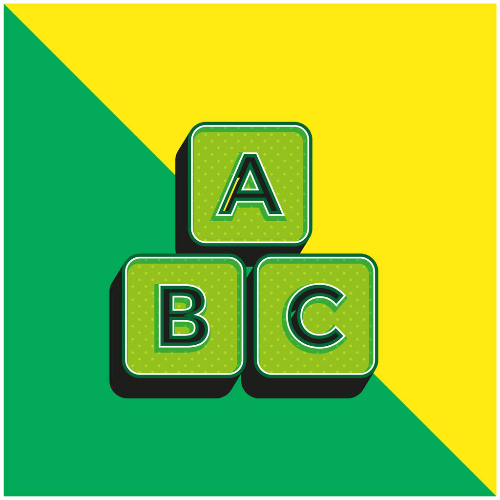 Alphabet Grünes und gelbes modernes 3D-Vektor-Symbol-Logo - Vektor, Bild